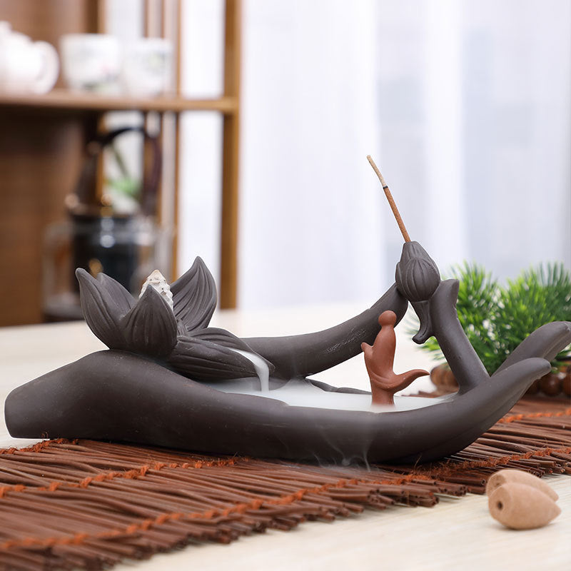 F Ceramic Waterfall Incense Burner Buddha Hand Censer Holder Indoor Smoke Backflow Incense Fountain Buddhist Altar Table Decor F Ceramic Waterfall Incense Burner Buddha Hand Censer Holder Indoor Smoke Backflow Incense Fountain Buddhist Altar Table Decor
